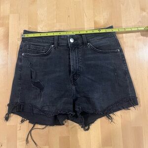 H&M Women's Black Distressed Denim Shorts